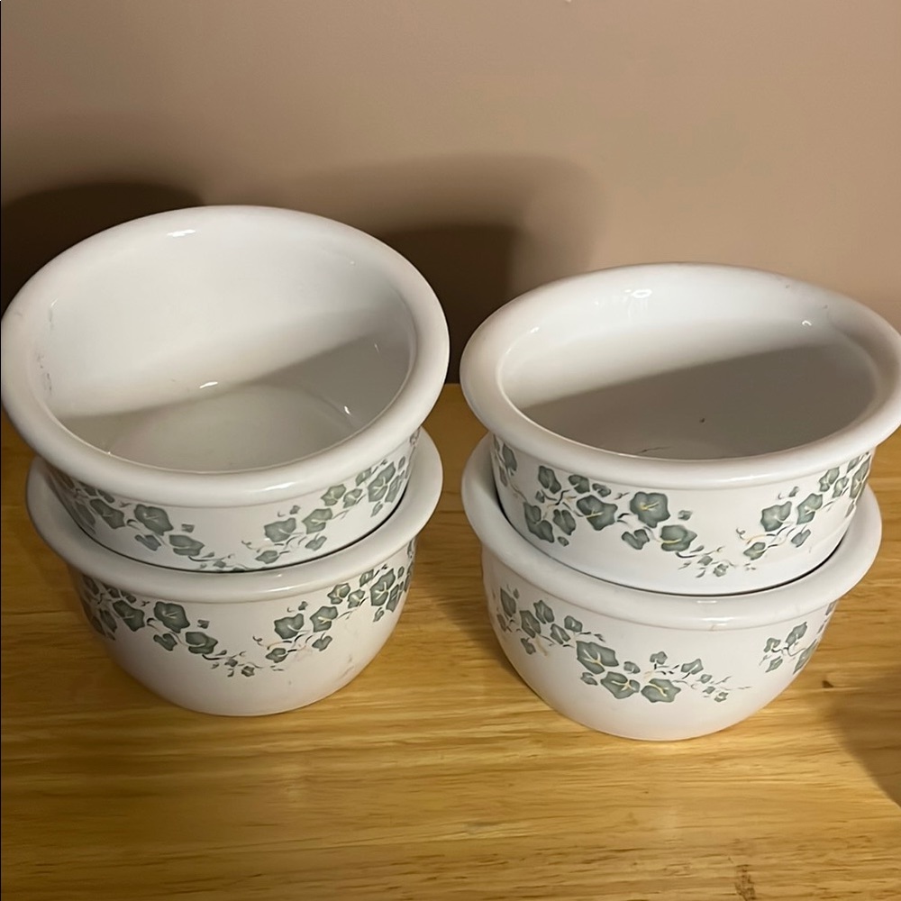 😀Vintage corelle ramekins x 4 glass 7 oz